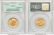 George V gold Sovereign 1914-C MS62 PCGS, Ottawa mint, KM20. Mintage: 14,871. Orange-gold color. AGW 0.2355 oz. 

HID09801242017

© 2020 Heritage ...