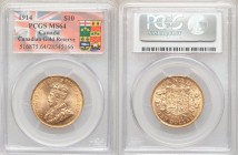 George V gold 10 Dollars 1914 MS64 PCGS, Ottawa mint, KM27. Three year type. Canada Gold Reserve hoard. AGW 0.4838 oz. 

HID09801242017

© 2020 He...