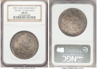 Republic Souvenir Peso 1897 MS64 NGC, Gorham mint, KM-XM2. Type II. Date closely spaced, star below baseline. 

HID09801242017

© 2020 Heritage Au...