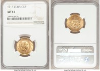 Republic gold 5 Pesos 1915 MS61 NGC, Philadelphia mint, KM19. Two year type. AGW 0.2419 oz. 

HID09801242017

© 2020 Heritage Auctions | All Right...