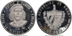 Republic silver Proof "Ernesto Che Guevara" Medallic Peso 1967 PR63 Ultra Cameo NGC, KM-XM31a. 40mm. Issued by Central de Numismatica y Medallistica d...