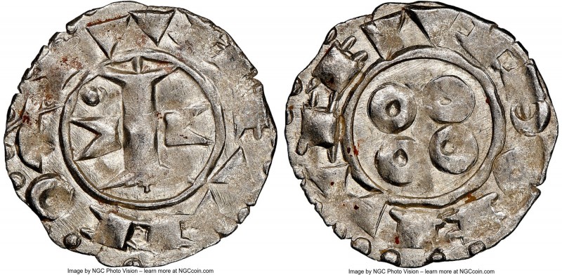 Melgueil. Anonymous Denier ND (1100-1300) MS63 NGC, 18mm. 0.98gm. 

HID0980124...