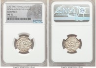 Normandy. Richard I Denier ND (943-996) MS63 NGC, Rouen mint, Dup-16. 21mm. +RICΛRDVSI (S on side), cross pattee with pellet in each angle / +ROTOMΛGV...
