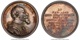 Bavaria. Maximilian III Joseph silver Specimen " Wilhelm V the Pious" Medal ND (1766-1770) SP63 PCGS, Witt-574. By Franz Andreas Schega. From a series...