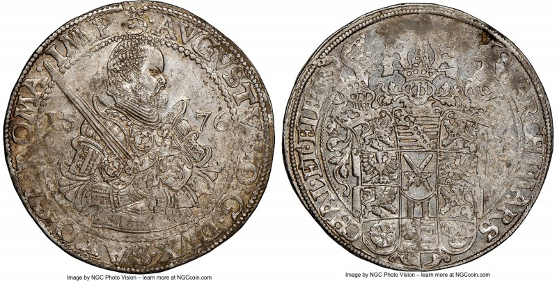 Saxony. August I Taler 1576-HB AU55 NGC, Dresden mint, KM-MB208, Dav-9798. 

H...