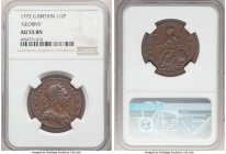 George III 1/2 Penny 1772 AU55 Brown NGC, KM601, S-3774, Jones-2493. Includes detailed collector and auction tags. 

HID09801242017

© 2020 Herita...