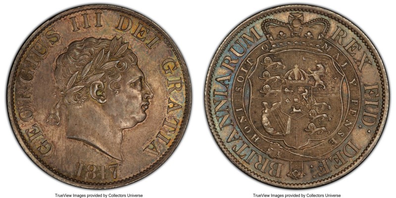 George III "Small head" 1/2 Crown 1817 MS64 PCGS, KM672, S-3789. Small bust/head...