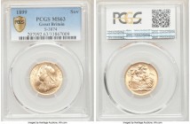 Victoria gold Sovereign 1899 MS63 PCGS, KM785, S-3874. AGW 0.2355 oz. 

HID09801242017

© 2020 Heritage Auctions | All Rights Reserved