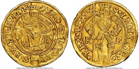 Ferdinand I gold Ducat 1559-KB AU Details (Bent) NGC, Kremnitz mint, Fr-48. 

HID09801242017

© 2020 Heritage Auctions | All Rights Reserved