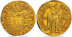 Ferdinand II gold Ducat 1628/7-KB AU Details (Cleaned) NGC, Kremnitz mint, KM78 (overdate unlisted), Fr-78.

HID09801242017

© 2020 Heritage Aucti...