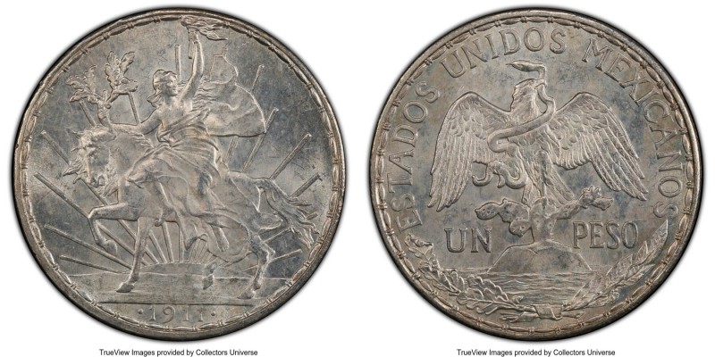 Estados Unidos "Caballito" Peso 1911 MS63 PCGS, Mexico City mint, KM453. Long lo...