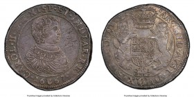 Brabant. Charles II Ducaton 1667 AU55 PCGS, Antwerp mint, KM79.1. Child's bust of Charles II / Crowned arms supported by lions. Bold portrait with old...