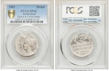 Confederation silver Matte Specimen "Zurich Shooting Festival" Medal 1907 SP64 PCGS, Richter-1793d. 27mm. By Huguenin. Includes original stamped box o...