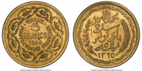 French Protectorate. Muhammad al-Amin Bey aluminum-bronze Piefort Essai Specimen 5 Francs 1946-(a) SP63 PCGS, Paris mint, KM-PE5, Lec-310. Mintage: 10...