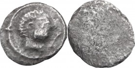 Greek Italy. Etruria, Populonia. AR As, 3rd century BC. Male head right; behind [I]. Linear border. / Blank. Cf. Vecchi EC 109; HN Italy 182. AR. 0.45...
