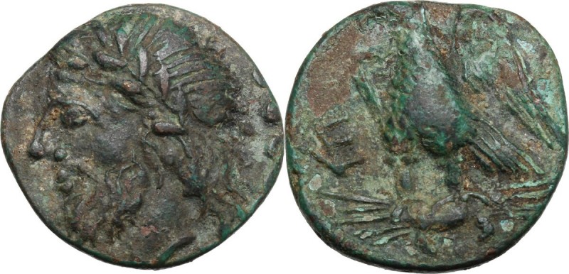 Greek Italy. Northern Apulia, Venusia. AE Quincunx, c. 210-200 BC. Laureate head...