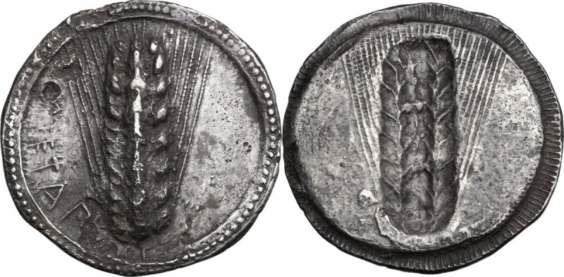 Greek Italy. Southern Lucania, Metapontum. AR Stater, c. 540-510 BC. METAΠ. Eigh...