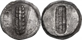 Greek Italy. Southern Lucania, Metapontum. AR Stater, c. 540-510 BC. METAΠ. Eight-grained barley ear; border of dots. / Incuse eight-grained barley ea...