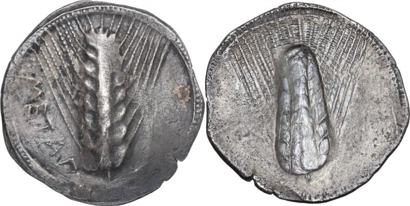 Greek Italy. Southern Lucania, Metapontum. AR Stater, 540-510 BC. METAΠ. Eight-g...