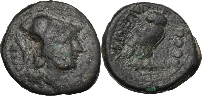 Greek Italy. Bruttium, Vibo Valentia. AE Triens, c. 193-150 BC. Head of Minerva ...