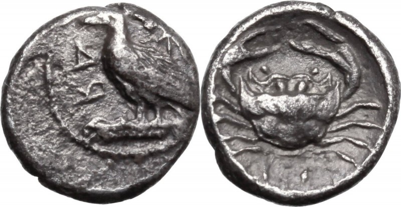 Sicily. Akragas. AR Litra, circa 450-440 BC. AK-PA (retrograde). Eagle standing ...