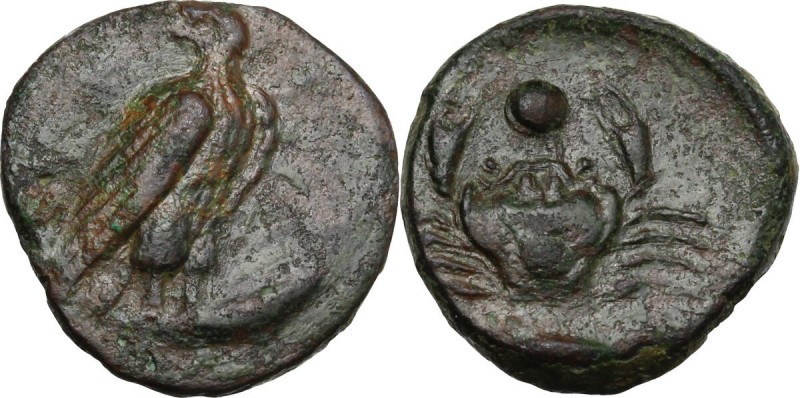 Sicily. Akragas. AE Onkia, c. 425-406 BC. [AK-PA]. Eagle standing right, head le...