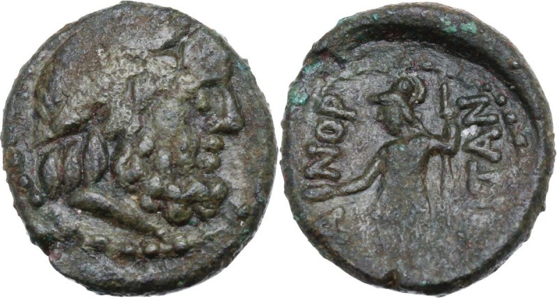 Sicily. Panormos. AE 17.5 mm. after 241 BC. Laureate head of Zeus right. / [Π]Α-...