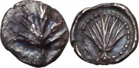 Sicily. Selinos. AR Obol, c. 515-470 BC. Selinon leaf. / Selinon leaf within beaded circular border. HGC 2 1217 (trihemiobol); Arnold-Biucchi 13.. AR....
