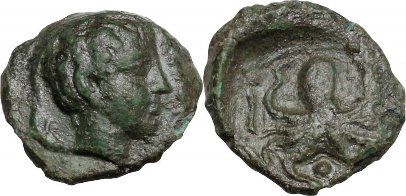 Sicily. Syracuse. Second Democracy (466-405 BC). AE Onkia, after 425 BC. Female ...