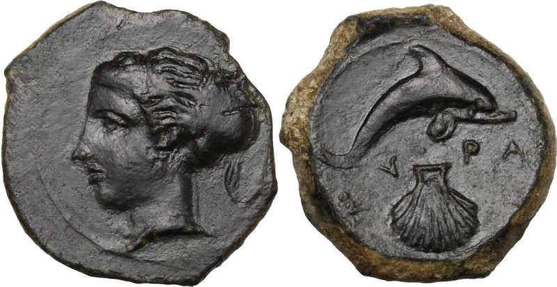 Sicily. Syracuse. Dionysos I (405-367 BC). AE Hemilitron, c. 405-400 BC. Female ...