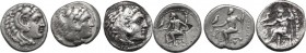 Continental Greece. Kings of Macedon. Alexander III 'the Great' (336-323 BC). Multiple lot of three (3) unclassified AR Drachms, mostly posthumous. AR...