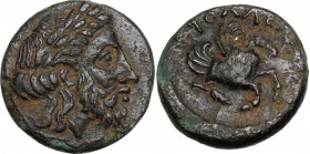Greek Asia. Mysia, Iolla. AE 12 mm. 4th century. Laureate head of Zeus right. / ΙΟΛΛΕΩΝ. Forepart of Pegasos right; below, grain ear. SNG von Aulock 7...