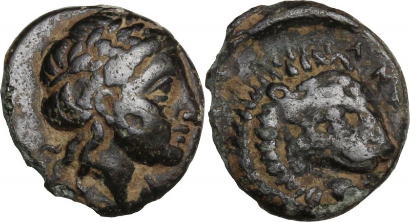 Greek Asia. Troas, Antandros. AE 11 mm. 4th-3rd century BC. Laureate head of Apo...