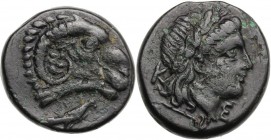 Greek Asia. Troas, Kebren. AE 19 mm. c. 387-310 BC. Ram's head right; below, eagle standing right. / Laureate head of Apollo right; K-E across field; ...