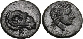 Greek Asia. Troas, Kebren. AE 10 mm. c. 387-310 BC. Ram's head left; K below. / Laureate head of Apollo right. SNG Cop. 263-4; SNG von Aulock 1550-1. ...