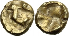 Greek Asia. Ionia, uncertain mint. AV 1/96 stater, circa 7th cent. BC. Raised mill-sail pattern. / Incuse mill-sail pattern. Klein 355; SNG von Aulock...