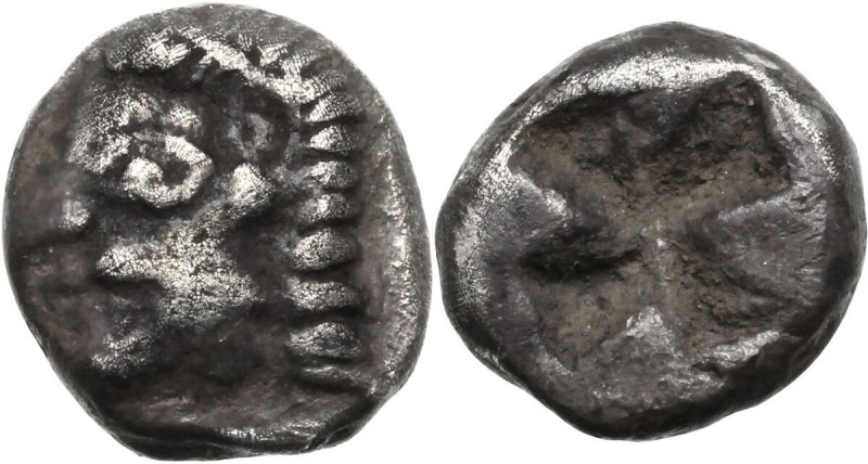 Greek Asia. Ionia, Phokaia. AR Diobol, 521-478 BC. Archaic female head left. / Q...