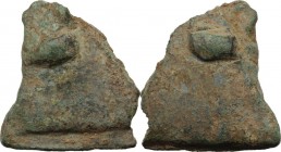 Aes Premonetale. Aes Signatum (?). Fragment of a larger cast bar, Latium, c. 4th century BC. Ox hoof (?). / Ox hoof (?). Cf. Vecchi ICC 3 ff. AE. 33.5...