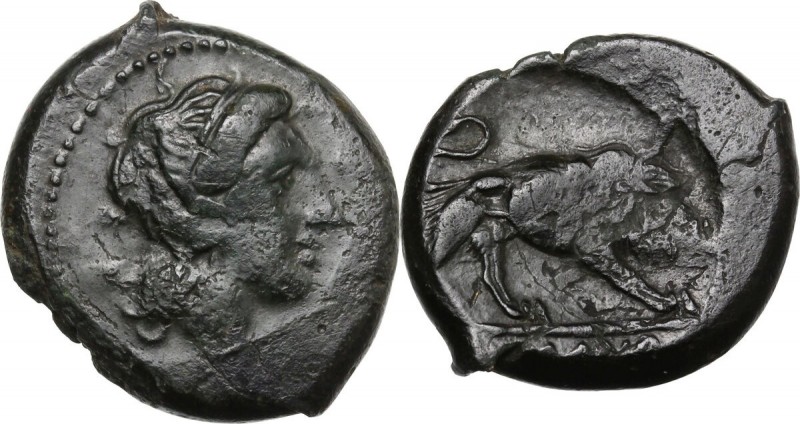 Anonymous. AE Unit, Neapolis, after 276 BC. Female head right. / Lion walking ri...