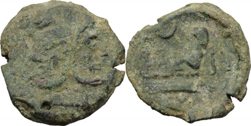 Crescent (?) series. AE As, 194-190 or 155-149 BC. Laureate head of Janus; above...