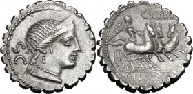 C. Naevius Balbus. AR Denarius serratus, 79 BC. Diademed head of Venus right; behind SC. / Victory in triga right; above,CXXXIII; in exergue, C. NAE B...