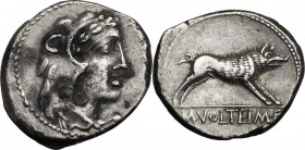 M. Volteius M.f. AR Denarius, 78 BC. Head of Hercules right, wearing lion's skin. / Erymanthian boar right; in exergue, M. VOLTEI M.F. Cr. 385/2; B. 2...