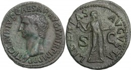 Claudius (41-54). AE As, Rome mint, 50-54. TI CLAVDIVS CAESAR AVG PM TR P IMP PP. Bare head left. / LIBERTAS AVGVSTA SC. Libertas standing facing, hea...