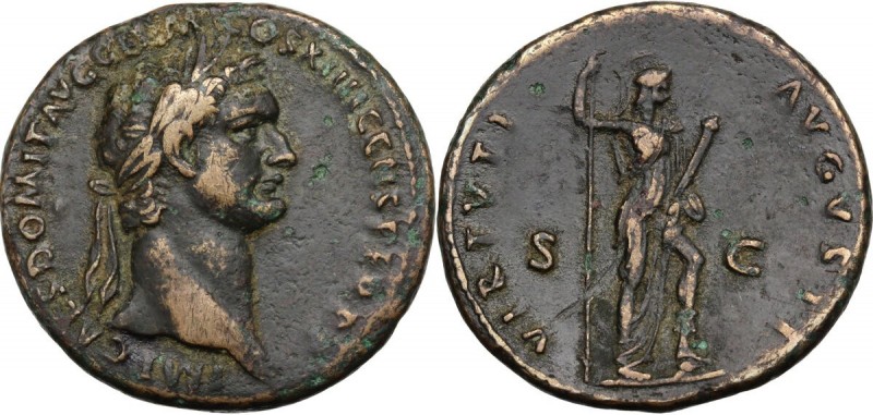 Domitian (81-96). AE As, 88-89 AD. IMP CAES DOMIT AVG GERM COS XIIII CENS PER PP...