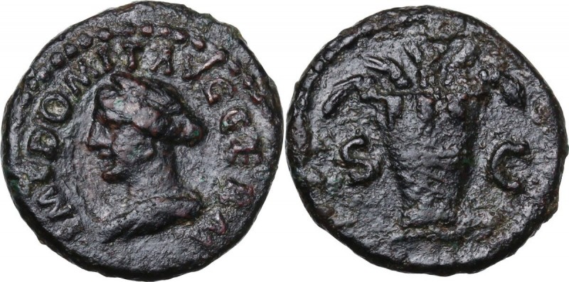 Domitian (81-96). AE Quadrans, 84-85 AD. IMP DOMIT AVG GERM. Draped bust of Cere...