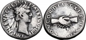 Nerva (96-98). AR Denarius, 97 AD. IMP NERVA CAES AVG PM TR P COS III P P. Laureate head right. / CONCORDIA EXERCITVM. Clasped hands. RIC II 14; C. 20...