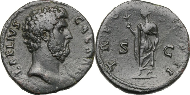 Aelius (Caesar 136-138). AE Sestertius, Rome mint, 137 AD. L AELIVS CAESAR. Bare...
