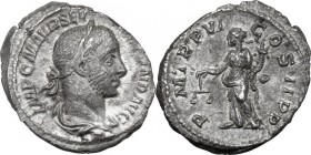 Severus Alexander (222-235 AD). AR Denarius, 227 AD. IMP C M AVR SEV ALEXAND AVG. Laureate, draped and cuirassed bust right. / PM TR P VI COS II P P. ...