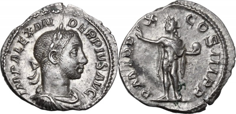 Severus Alexander (222-235 AD). AR Denarius, 231 AD. IMP ALEXANDER PIVS AVG. Lau...