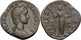 Julia Mamaea, mother of Severus Alexander (died 235 AD). AE Sestertius. IVLIA MAMAEA AVGVSTA. Diademed and draped bust right. / VENERI FELICI SC. Venu...